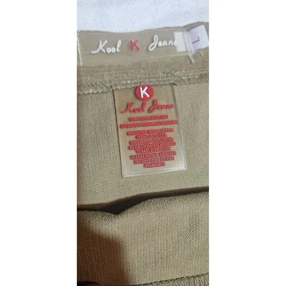 Kool Jeans Skirt Women's L Tan Corduroy Skirt Embroidered Floral Cottagecore Y2k - Picture 6 of 7